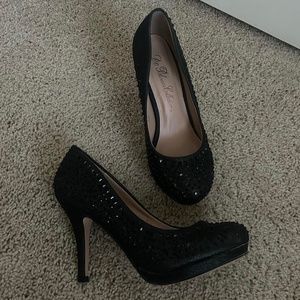 Black Sparkle Pump Heels